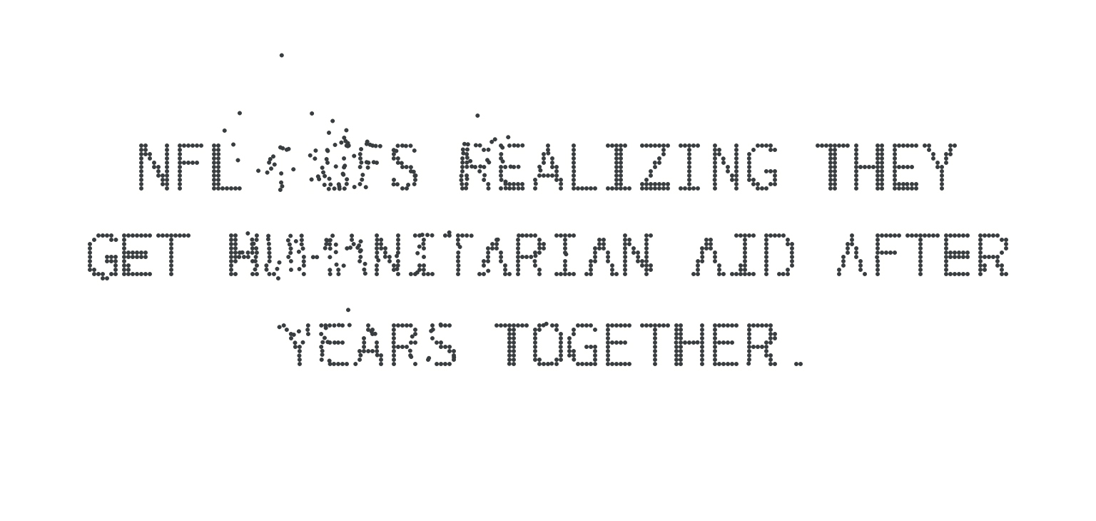 A white picture with incomprehensive text drawn by dots.